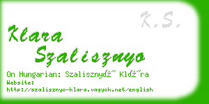 klara szalisznyo business card